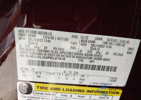 2023 Lincoln Navigator Reserve z USA, uszkodzony, nr VIN 5LMJJ2LG4PEL01818